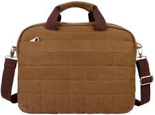 OXA Retro Hipster Brown & Brass Canvas Laptop Tablet Messenger Bag up to 14