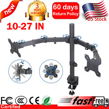 10”-27” Double Twin Arm Desk Mount Bracket LCD Computer Monitor Stand Screen TV picture