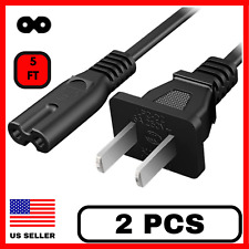 2 Pack 2 Prong TV Power Cord AC Power Cord for Samsung TCL Hisense TV PS4 PS5 picture