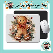 Mouse Pad Gingerbread Man Holly Berries Christmas Anti Slip Back Easy Clean picture