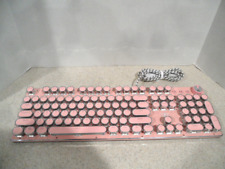 Retro Steampunk Typewriter-Style Gaming Keyboard, Stylish Pink LED Backlit USB picture