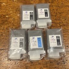 Lot Of 5 PFI-107 MBK C Compatible cartridge for Canon Matte Black Cyan Ink Owl picture