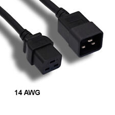 15' Black Heavy Duty Power Cord IEC60320 C19 to C20 14AWG 15A/250V SJT PDU UPS picture