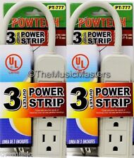 (2) AC 3 Outlet Mini Power Strip Grounded Home Wall Plug 8 inch Cord 1625 Watts picture