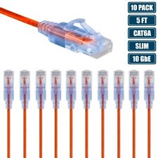 10x 5FT CAT6A RJ45 Ethernet LAN Network Patch Cable Slim Cord Router Orange picture