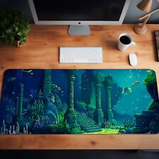 Ancient Ruins Undersea Pixel Art Large Desk Mat Mouse Pad – 3 Sizes picture