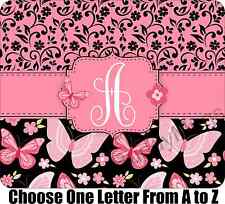 New Large Soft Personalized Butterfly Floral Mouse Pad Pink ONE LETTER MONOGRAM picture