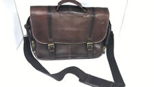 Samsonite Brown Leather Briefcase Laptop Classic Style Flap Messenger picture