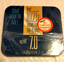 Vintage AOL America Online Windows 7.0 Blue Come Back CD tin SEALED 1025 HOURS picture