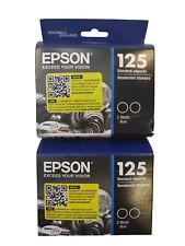 2 Double Packs-EPSON 125 T125120 Black Ink Cartridge Double Pack EXP 8/2025+ picture