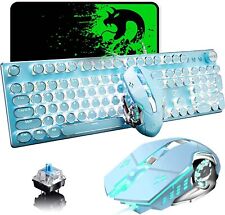 Retro Vintage Mechanical Gaming Keyboard Mouse White LED Backlit Wired Cute  picture
