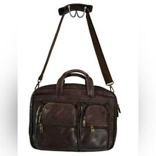 Samsonite Heritage Travelware Brown Leather Removable Strap Briefcase Laptop Bag picture