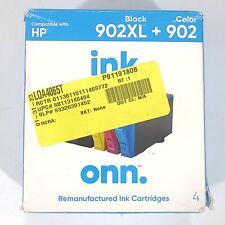 Onn HP 902XL Black & 902 Tri-Color Ink Cartridges 4 Pack picture