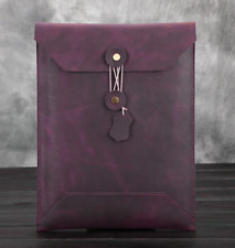 cow Leather file Folder pocket Messenger case bag Briefcase customize purple 622 picture