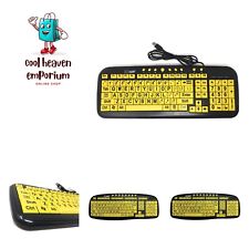 New and Improved: by DC - Large Print Computer Keyboard USB Wired Yellow Keys... picture