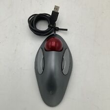 Logitech Trackman Trackball PC Mouse Gray With Red Ball Wired T-BC21 810-000767 picture
