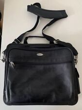 Targus Leather Laptop Tote Computer Case Bag Black Padded Adjust Shoulder Strap picture