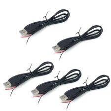 5Pcs 3.2Ft 22AWG USB 2.0 Male 2Pin Pigtail Cable 3A 5V USB A 2 Core Bare Wire... picture