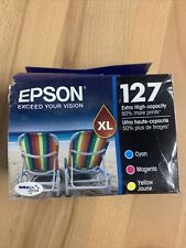 NEW Epson 127XL High Capacity Ink Cartridges Cyan/Magenta/Yellow 3-Pack 5/2022 picture