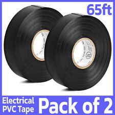 2 Pack PVC Electrical Tape 65 Feet 3/4 Black Insulated Two Rolls Vinyl Duct Tape picture