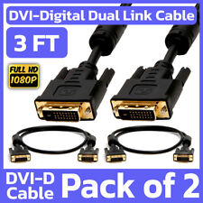 2 Pack 3 Feet DVI Cable DVI-D Dual-Link Male to Male Cord Digital Monitor Cable picture