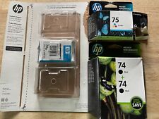 Genuine HP - Lot of 4 - 74XL Black, 74 Black x2, & 75 Tri-Color Ink Cartridges picture