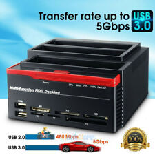 External Triple SATA SSD IDE HDD Docking Station 3.5''/2.5''Hard Drive Card Read picture