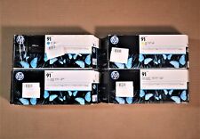 Genuine Lot Of 4 HP 91 Ink Cartridges (C, Y, LG, PK)  For HP DesignJet Z6100     picture