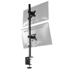 Black Dual LCD Monitor Desk Mount Stand, Stacked Vertical 2 Screens up to 34