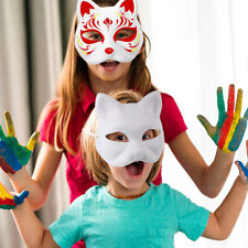  6 Pcs Hand Painted Mask Pulp Child Blank Cat Japanese Kabuki Masks Paper Wolf picture