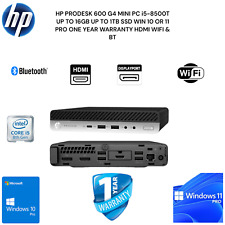 HP PRODESK 600 G4 MINI PC i5-8500T UP TO 16GB UP TO 2TB SSD WIN 10 OR 11 PRO picture