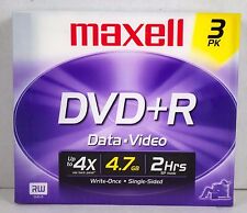 Maxell Dvd+R Discs,4.7GB,4X,W/Jewel Cases, 3/Pack picture
