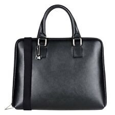 Laura Di Maggio Italian Made Black Leather Laptop Bag Business Briefcase Handbag picture