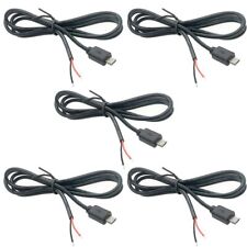 5Pcs 3.2Ft 22AWG Micro USB Male 2Pin Pigtail Cable 3A 5V USB Micro-B 2 Core B... picture