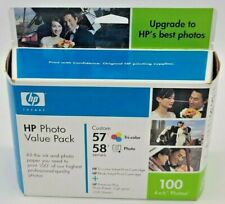HP Photo Value Pack 57 & 58 Ink Cartridges 100 4x6 Photo Paper New Sealed picture