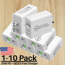 1-10X 20W PD Power Adapter USB QC 3.0 Fast Wall Charger For iPhone Samsung Lot picture
