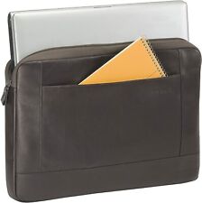 Solo 16 Inch Leather Laptop Sleeve Padded Zippered Espresso Dark Brown  picture