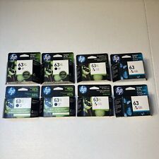 Lot Of 8 HP 63 Printer Ink Cartridges Black Tri Color Expired Jan 22 24 63XL picture