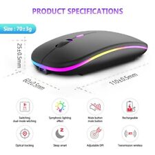 Wireless Mouse Bluetooth 2.4GHz Dual Modes Rechargeable RGB Ergonomic Silent picture
