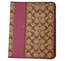 Coach Signature logo iPad Tablet eReader Kindle Case beige pink raspberry trim picture