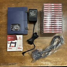 Iomega ZIP 100 Z100P2 Zip Drive,  Power Supply, Cable, and 16 Zip Discs Lot EUC picture