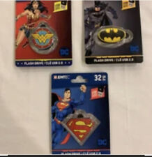 Lot of 3 Emtec 32GB USB Flash Drive DC Batman, Wonder Woman, Superman picture
