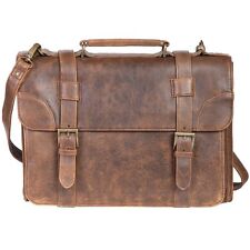 NEW SCULLY AERO SQUADRON VINTAGE LEATHER LAPTOP SATCHEL BRIEF BAG WALNUT picture