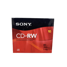 New 10 Pack Sony CD Discs Media CD-RW 1x - 4x - 700MB - 80 Minute Sealed picture