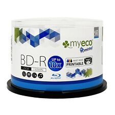 100 Myeco 10X BD-R 25GB Blu-ray White Inkjet Hub Printable Blank Recordable Disc picture