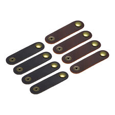 8Pcs Leather Cable Straps Cord Organizer Cable Tie Portable Deep Brown/Red Brown picture