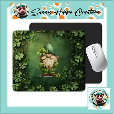 Mouse Pad Gnome St Patrick's Day Four Leaf Clover Anti Slip Back Easy Clean picture