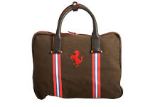 Scuderia Ferrari Logo Brown Leather Trimmed Laptop Messenger Hand Bag picture