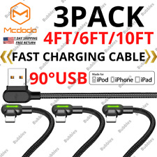90° Right Angle Braided USB Charger Charging Cable For iPhone 14 13 12 11 XR 8 7 picture