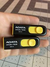 Adata UV128/16GB USB 3.0 Yellow Flash Drives Lot of 2 Rare (tested/works) picture